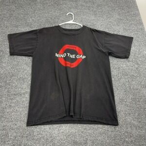 Vintage Mind The Gap London Quality-T T Shirt Mens L Black Cotton Graphic Retro